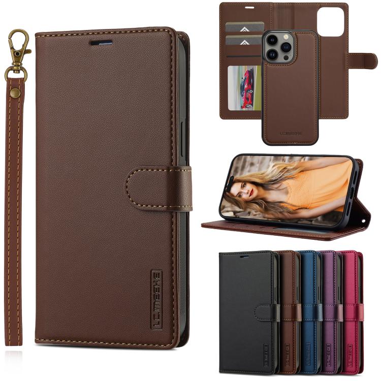 LC.IMEEKE L2 Series Detachable Magsafe PU Phone Case with Lanyard, For iPhone 15 Pro Max, For iPhone 15 Pro, For iPhone 15 Plus, For iPhone 15