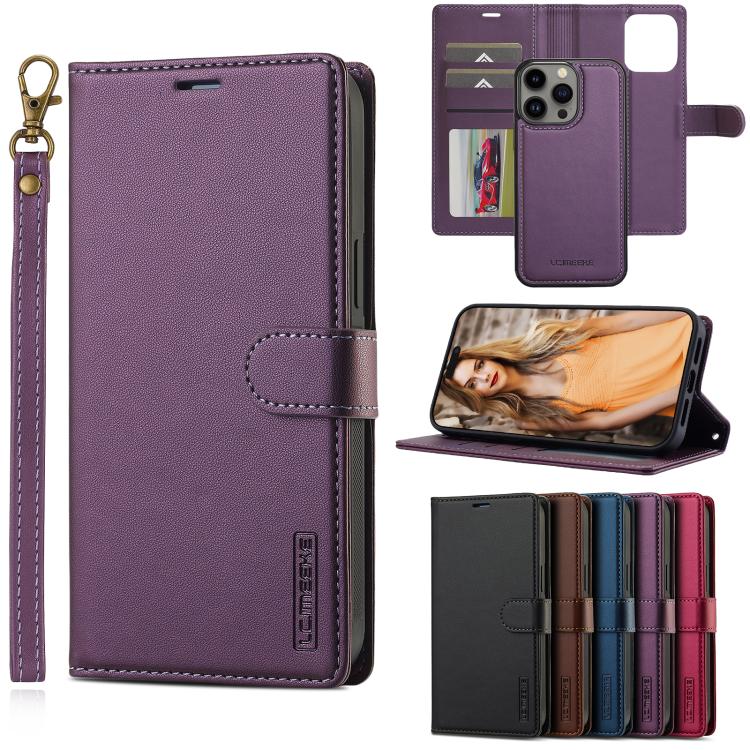 LC.IMEEKE L2 Series Detachable Magsafe PU Phone Case with Lanyard, For iPhone 15 Pro Max, For iPhone 15 Pro, For iPhone 15 Plus, For iPhone 15