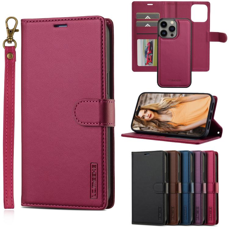 LC.IMEEKE L2 Series Detachable Magsafe PU Phone Case with Lanyard, For iPhone 15 Pro Max, For iPhone 15 Pro, For iPhone 15 Plus, For iPhone 15