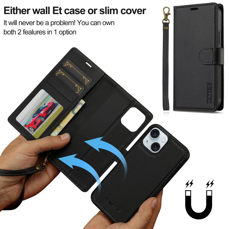 LC.IMEEKE L2 Series Detachable Magsafe PU Phone Case with Lanyard, For iPhone 14 Plus, For iPhone 14, For iPhone 14 Pro, For iPhone 14 Pro Max