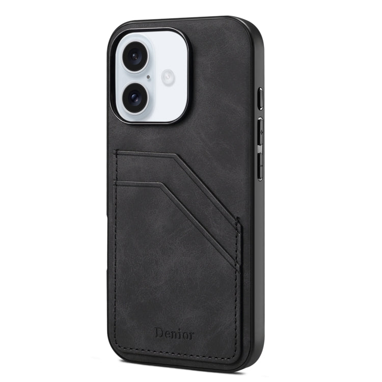 Denior D09 PU Dual Card Slot Back Cover Phone Case, For iPhone 16