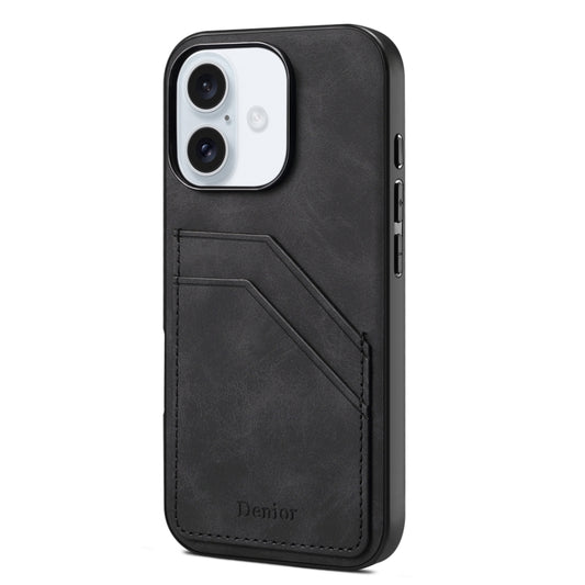 Denior D09 PU Dual Card Slot Back Cover Phone Case, For iPhone 16