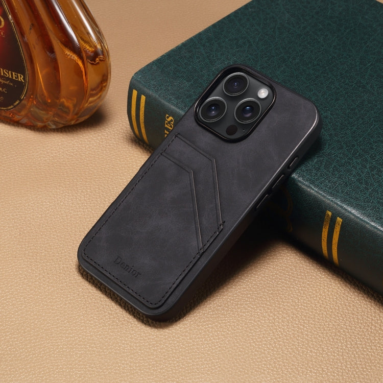 Denior D09 PU Dual Card Slot Back Cover Phone Case, For iPhone 16
