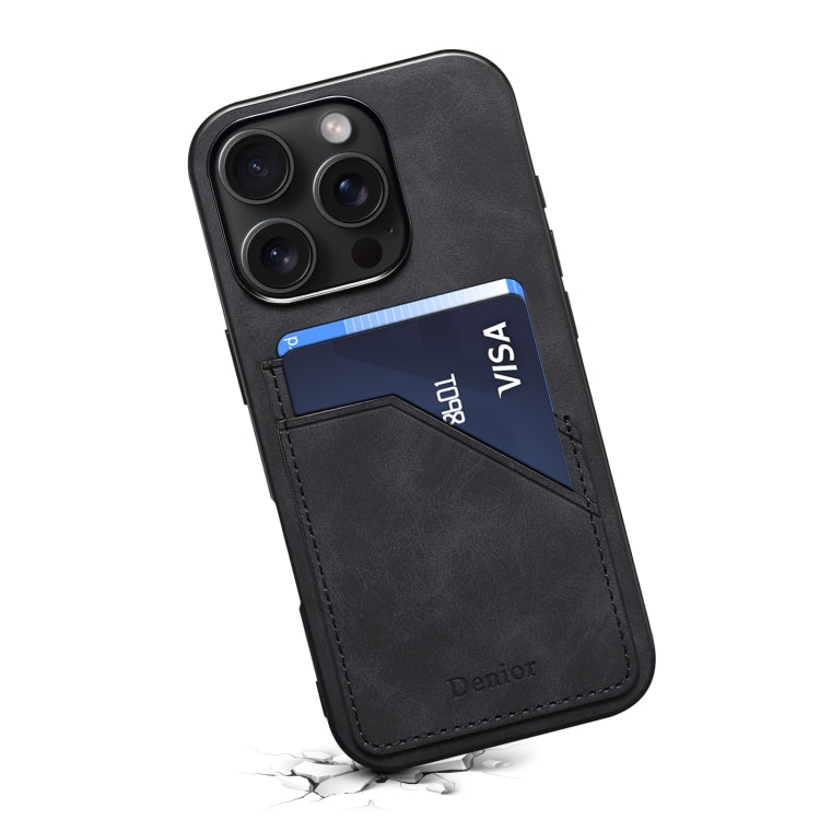 Denior D09 PU Dual Card Slot Back Cover Phone Case, For iPhone 16