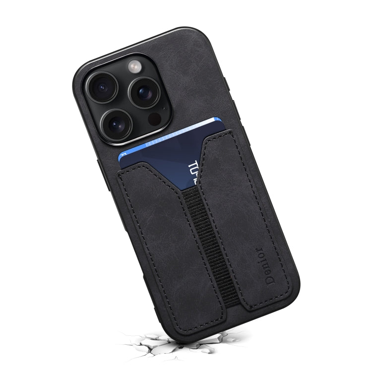 Denior D07 DV Elastic Card Slot PU Back Cover Phone Case, For iPhone 16