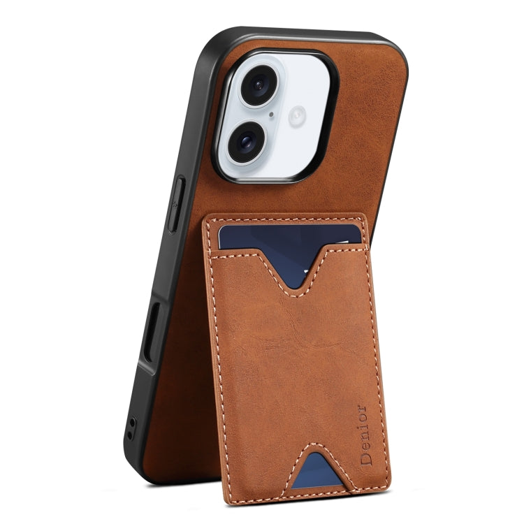 Denior D06 PU Back Cover Card Slot Holder Phone Case, For iPhone 16