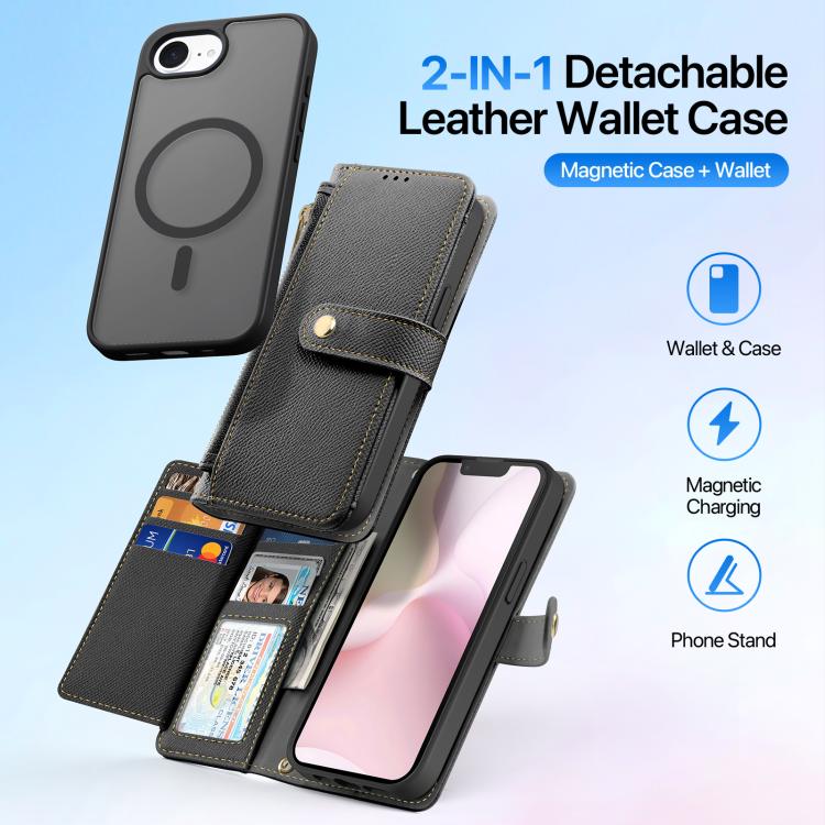 DUX DUCIS Lawa Series 2 in 1 Wallet Zipper Detachable MagSafe Phone Case with Lanyard