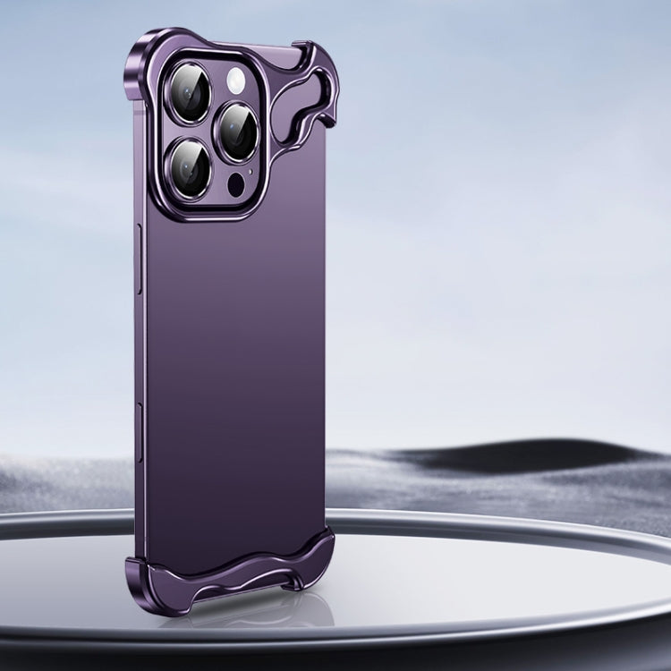 Frameless Metal Corner Pad Phone Case with Lens Film, For iPhone 16 Pro Max, For iPhone 16 Pro, For iPhone 16 Plus, For iPhone 16