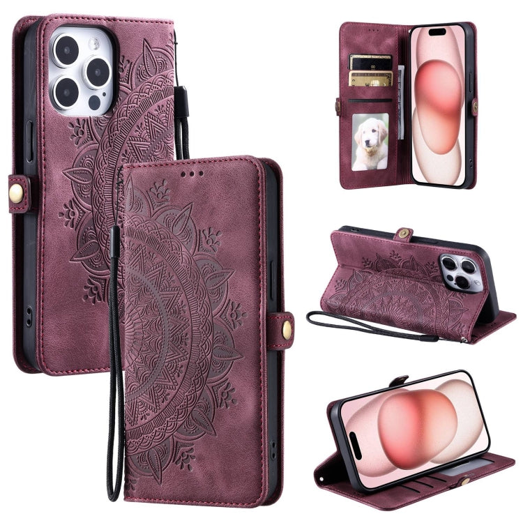 Skin Feel Totem Embossed Leather Phone Case, For iPhone 16, For iPhone 15 Pro Max, For iPhone 15 Pro, For iPhone 15 Plus