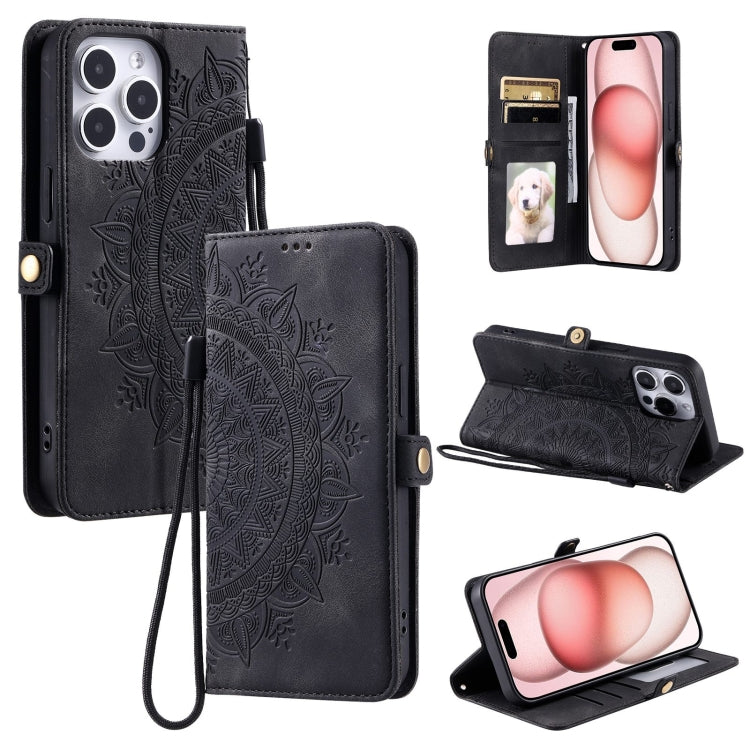 Skin Feel Totem Embossed Leather Phone Case, For iPhone 16, For iPhone 15 Pro Max, For iPhone 15 Pro, For iPhone 15 Plus