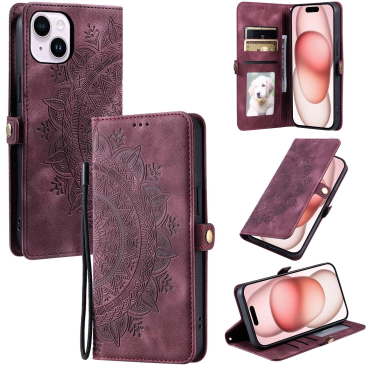 Skin Feel Totem Embossed Leather Phone Case, For iPhone 16, For iPhone 15 Pro Max, For iPhone 15 Pro, For iPhone 15 Plus