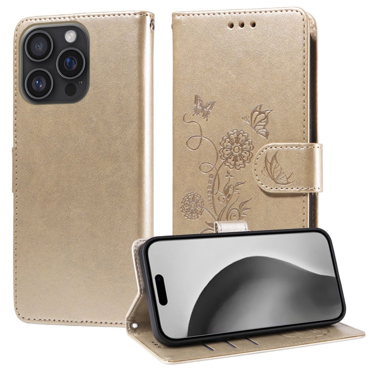 Embossed Butterfly Flowers Leather Phone Case, For iPhone 17e / 16e, For iPhone 16 Pro Max, For iPhone 16 Pro, For iPhone 16 Plus