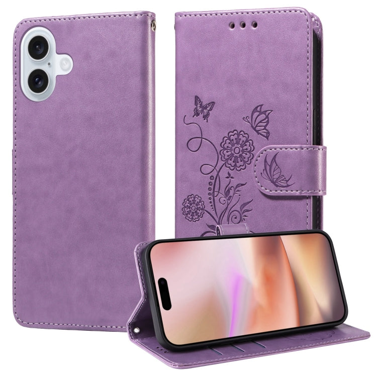Embossed Butterfly Flowers Leather Phone Case, For iPhone 16, For iPhone 15 Pro Max, For iPhone 15 Pro, For iPhone 15 Plus
