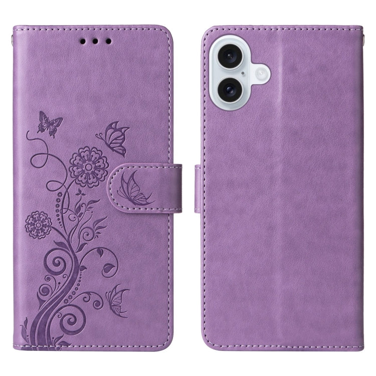 Embossed Butterfly Flowers Leather Phone Case, For iPhone 16, For iPhone 15 Pro Max, For iPhone 15 Pro, For iPhone 15 Plus
