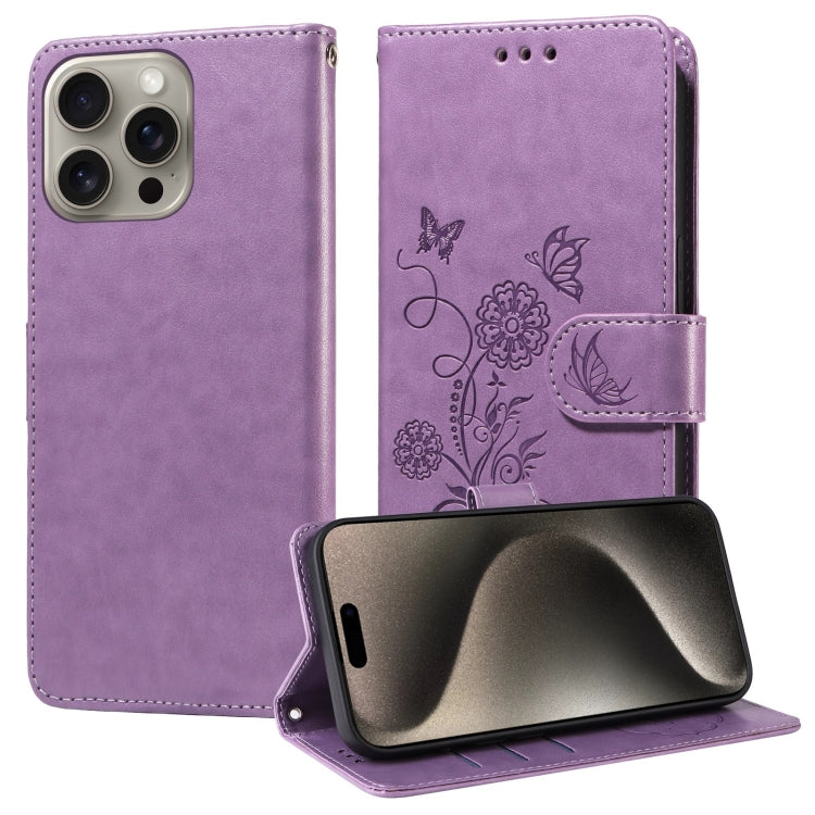 Embossed Butterfly Flowers Leather Phone Case, For iPhone 16, For iPhone 15 Pro Max, For iPhone 15 Pro, For iPhone 15 Plus
