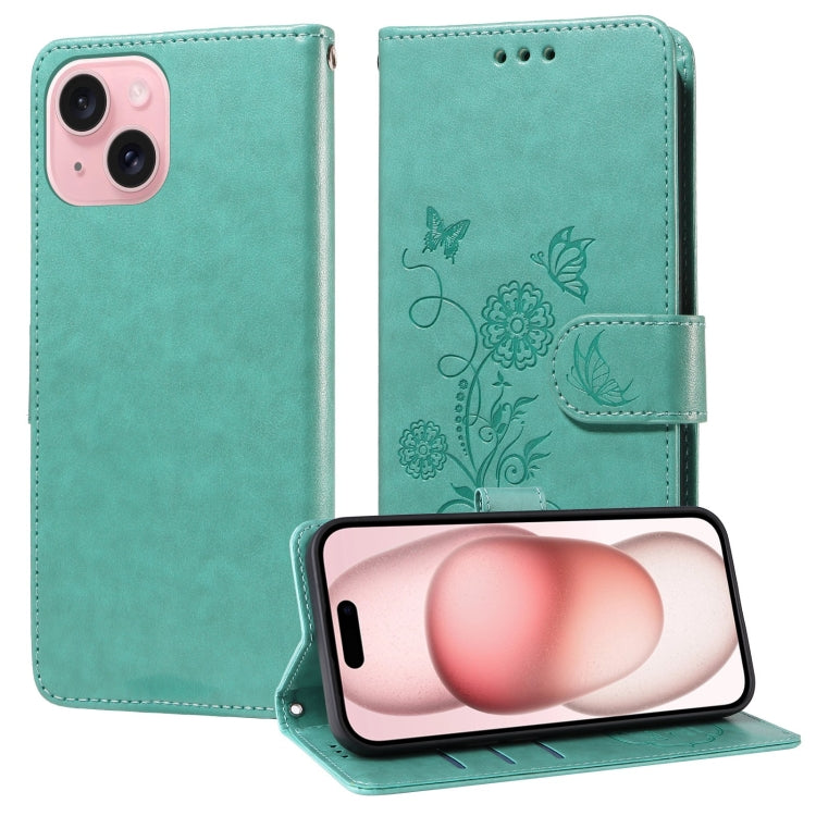 Embossed Butterfly Flowers Leather Phone Case, For iPhone 16, For iPhone 15 Pro Max, For iPhone 15 Pro, For iPhone 15 Plus