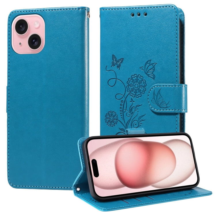 Embossed Butterfly Flowers Leather Phone Case, For iPhone 16, For iPhone 15 Pro Max, For iPhone 15 Pro, For iPhone 15 Plus