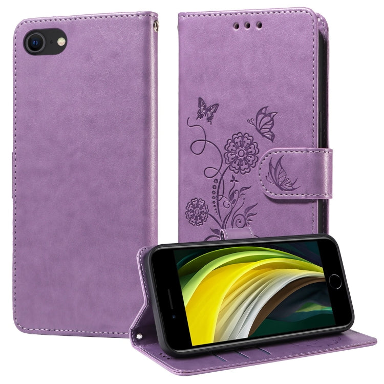Embossed Butterfly Flowers Leather Phone Case, For iPhone 14 Pro Max, For iPhone 7 / 8 / SE 2022, For iPhone 13 Pro Max, For iPhone 13 Pro