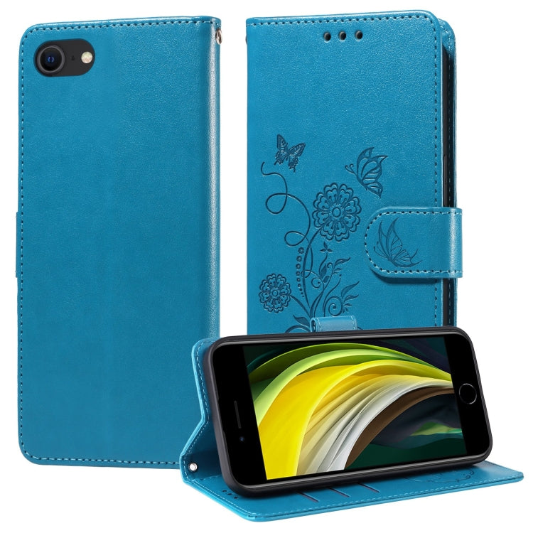 Embossed Butterfly Flowers Leather Phone Case, For iPhone 14 Pro Max, For iPhone 7 / 8 / SE 2022, For iPhone 13 Pro Max, For iPhone 13 Pro
