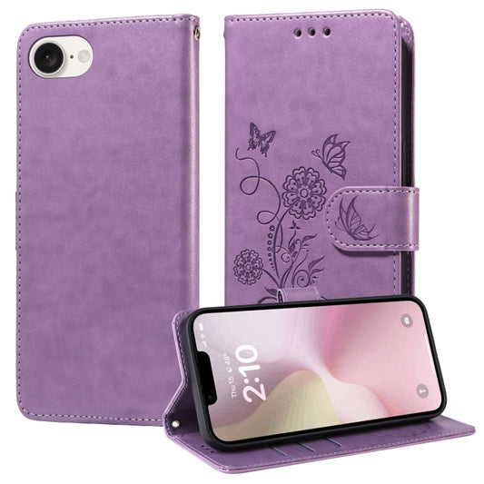 Embossed Butterfly Flowers Leather Phone Case, For iPhone 13, For iPhone 13 mini, For iPhone 12 / 12 Pro, For iPhone 12 Pro Max