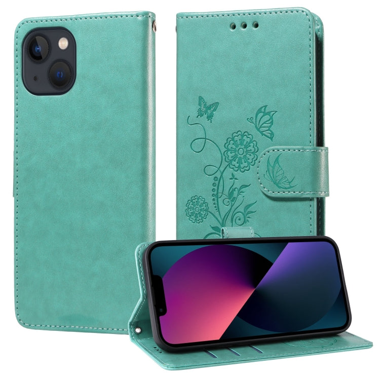 Embossed Butterfly Flowers Leather Phone Case, For iPhone 13, For iPhone 13 mini, For iPhone 12 / 12 Pro, For iPhone 12 Pro Max