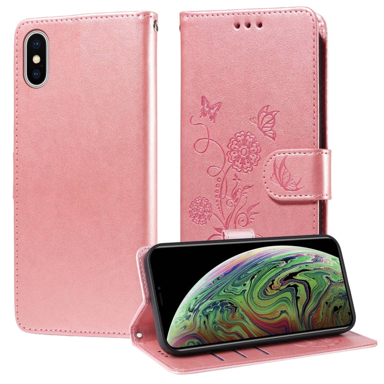 Embossed Butterfly Flowers Leather Phone Case, For iPhone X / XS, For iPhone XR, For iPhone XS Max