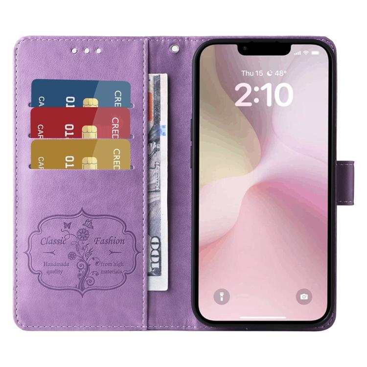 Embossed Butterfly Flowers Leather Phone Case, For iPhone 17e / 16e, For iPhone 16 Pro Max, For iPhone 16 Pro, For iPhone 16 Plus