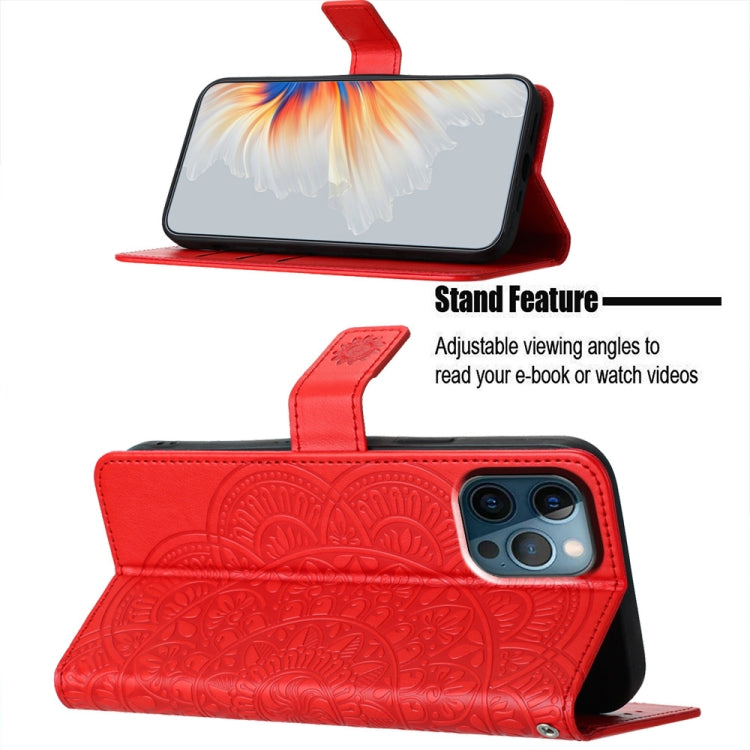 Flower Embossed Leather Phone Case, For iPhone 16