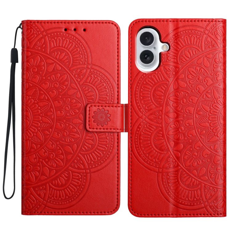Flower Embossed Leather Phone Case, For iPhone 16e, For iPhone 16 Pro Max, For iPhone 16 Pro, For iPhone 16 Plus