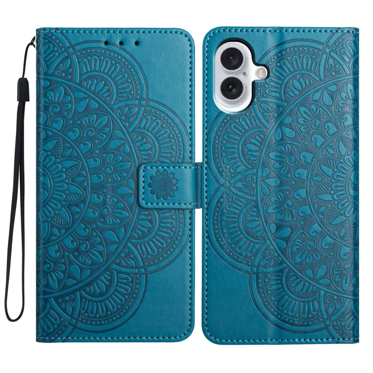 Flower Embossed Leather Phone Case, For iPhone 16