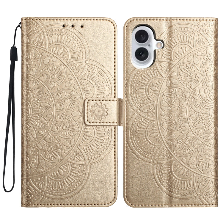 Flower Embossed Leather Phone Case, For iPhone 16
