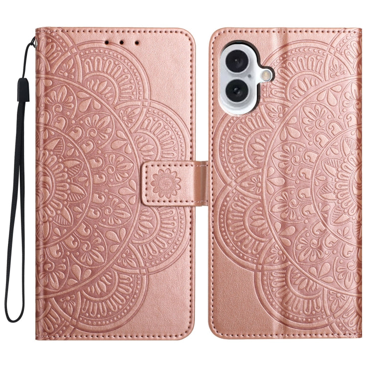 Flower Embossed Leather Phone Case, For iPhone 16