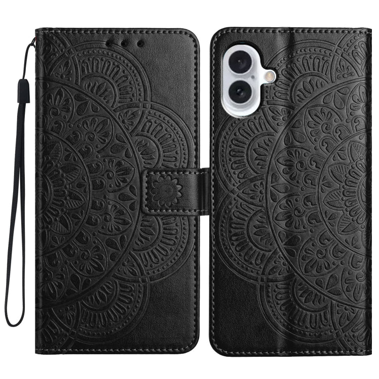 Flower Embossed Leather Phone Case, For iPhone 16