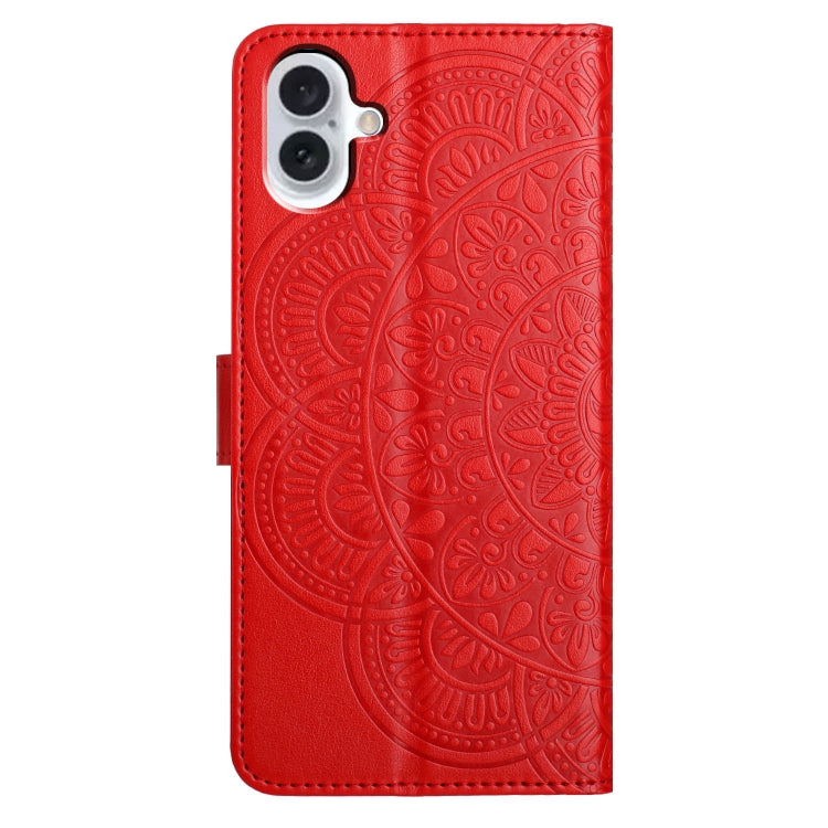 Flower Embossed Leather Phone Case, For iPhone 16