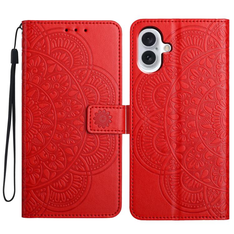 Flower Embossed Leather Phone Case, For iPhone 16e, For iPhone 16 Pro Max, For iPhone 16 Pro, For iPhone 16 Plus