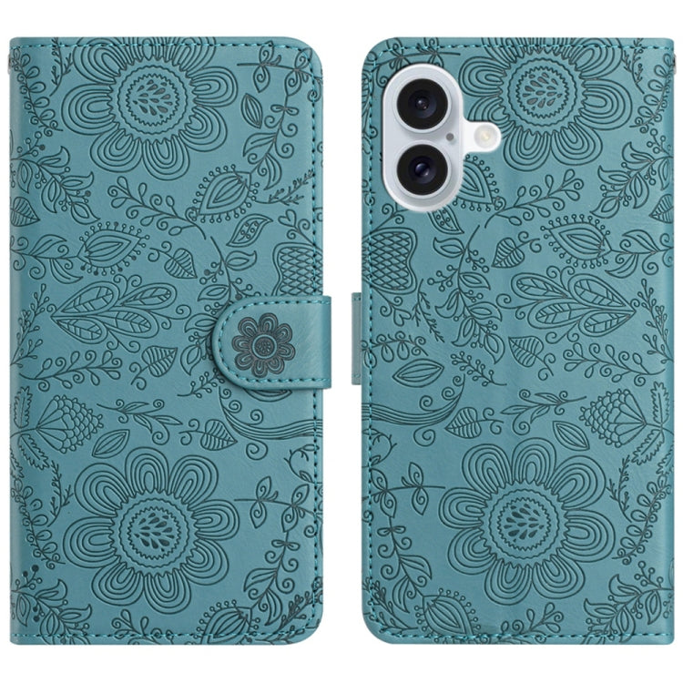 Floral Embossed Pattern Leather Phone Case, For iPhone 16e, For iPhone 16 Pro Max, For iPhone 16 Pro, For iPhone 16 Plus