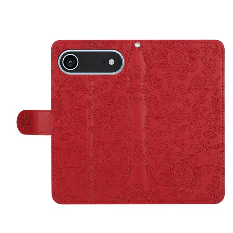 Floral Embossed Pattern Leather Phone Case, For iPhone 16e, For iPhone 16 Pro Max, For iPhone 16 Pro, For iPhone 16 Plus
