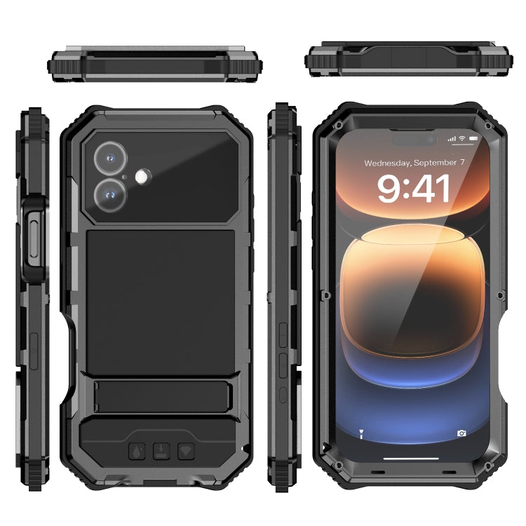 R-JUST Life Waterproof Dustproof Shockproof Holder Phone Case, For iPhone 16 Plus, For iPhone 15 Pro Max, For iPhone 15 Plus