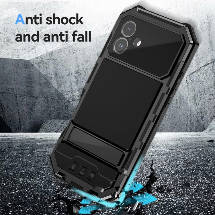 R-JUST Life Waterproof Dustproof Shockproof Holder Phone Case, For iPhone 16 Plus, For iPhone 15 Pro Max, For iPhone 15 Plus