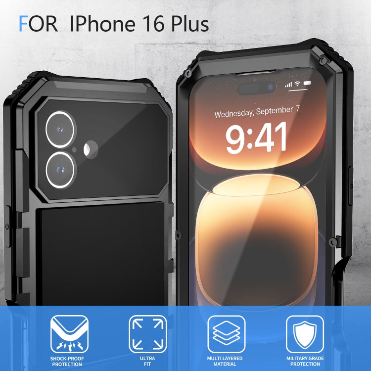 R-JUST Life Waterproof Dustproof Shockproof Holder Phone Case, For iPhone 16 Plus, For iPhone 15 Pro Max, For iPhone 15 Plus
