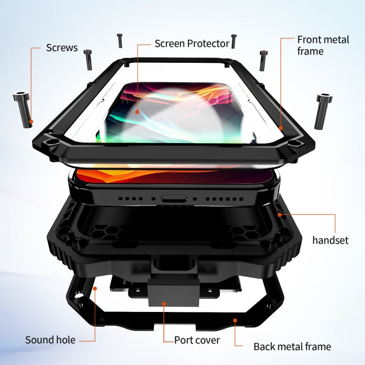 R-JUST Life Waterproof Dustproof Shockproof Holder Phone Case, For iPhone 16 Plus, For iPhone 15 Pro Max, For iPhone 15 Plus