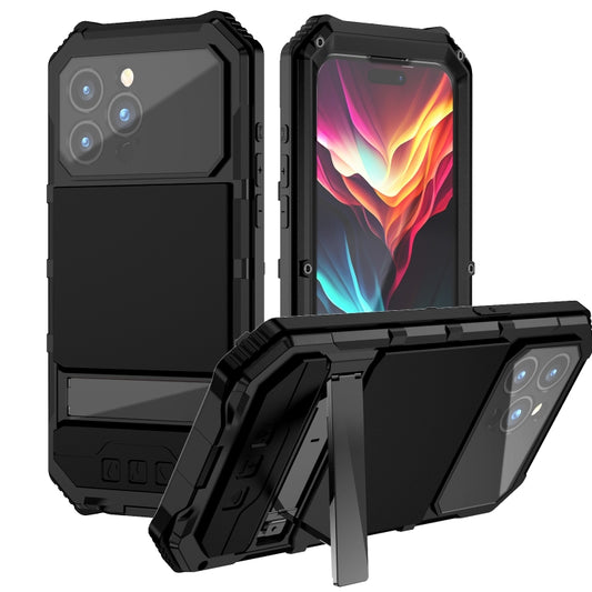 R-JUST Life Waterproof Dustproof Shockproof Holder Phone Case, For iPhone 16 Plus, For iPhone 15 Pro Max, For iPhone 15 Plus