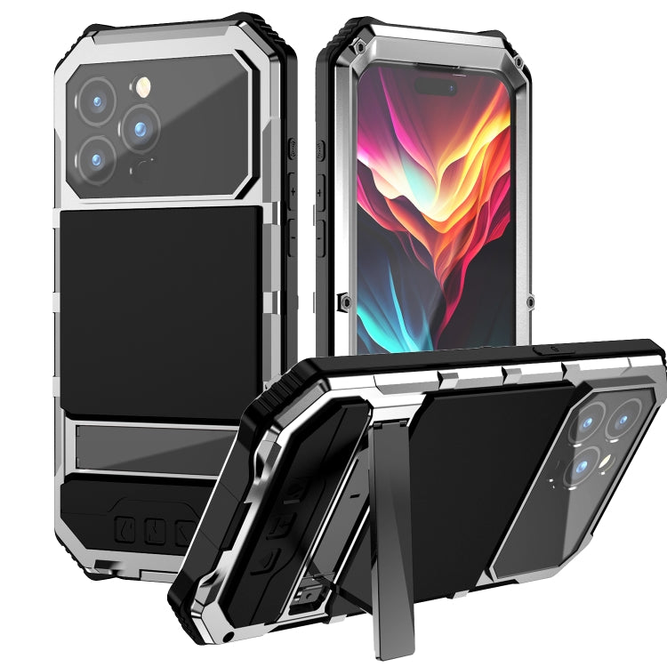 R-JUST Life Waterproof Dustproof Shockproof Holder Phone Case, For iPhone 16 Plus, For iPhone 15 Pro Max, For iPhone 15 Plus