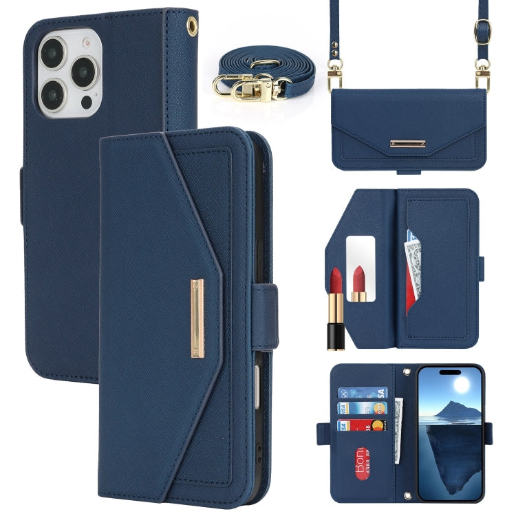 Cross Texture Crossbody Lanyard Leather Phone Case, For iPhone 16 Pro Max, For iPhone 16 Pro, For iPhone 16 Plus, For iPhone 16