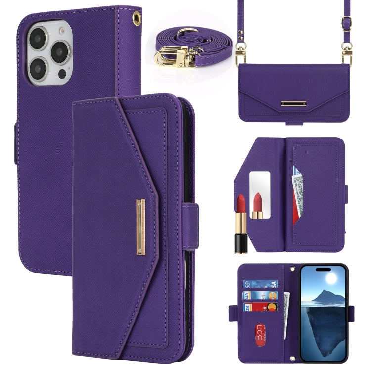 Cross Texture Crossbody Lanyard Leather Phone Case, For iPhone 16 Pro Max, For iPhone 16 Pro, For iPhone 16 Plus, For iPhone 16