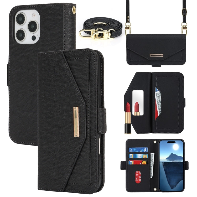 Cross Texture Crossbody Lanyard Leather Phone Case, For iPhone 16 Pro Max, For iPhone 16 Pro, For iPhone 16 Plus, For iPhone 16