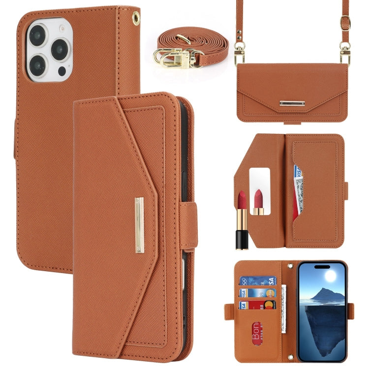 Cross Texture Crossbody Lanyard Leather Phone Case, For iPhone 16 Pro Max, For iPhone 16 Pro, For iPhone 16 Plus, For iPhone 16