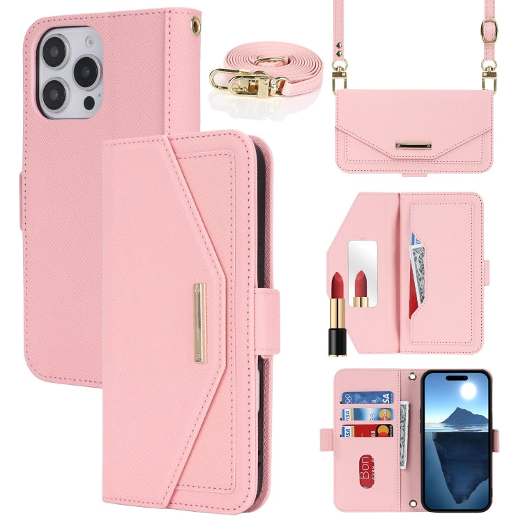 Cross Texture Crossbody Lanyard Leather Phone Case, For iPhone 16 Pro Max, For iPhone 16 Pro, For iPhone 16 Plus, For iPhone 16