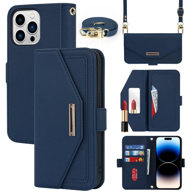 Cross Texture Crossbody Lanyard Leather Phone Case, For iPhone 15 Pro Max, For iPhone 15 Pro, For iPhone 15 Plus, For iPhone 15