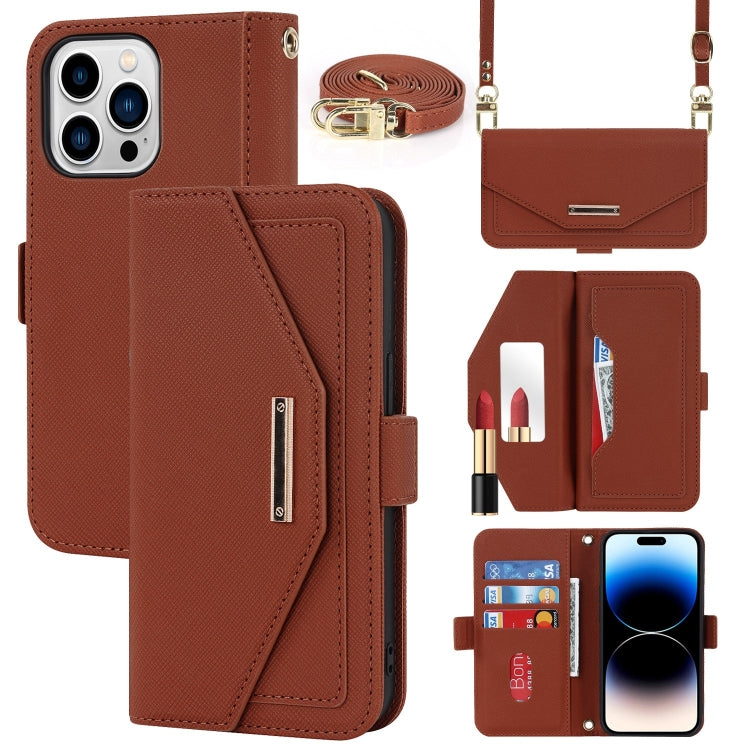 Cross Texture Crossbody Lanyard Leather Phone Case, For iPhone 15 Pro Max, For iPhone 15 Pro, For iPhone 15 Plus, For iPhone 15